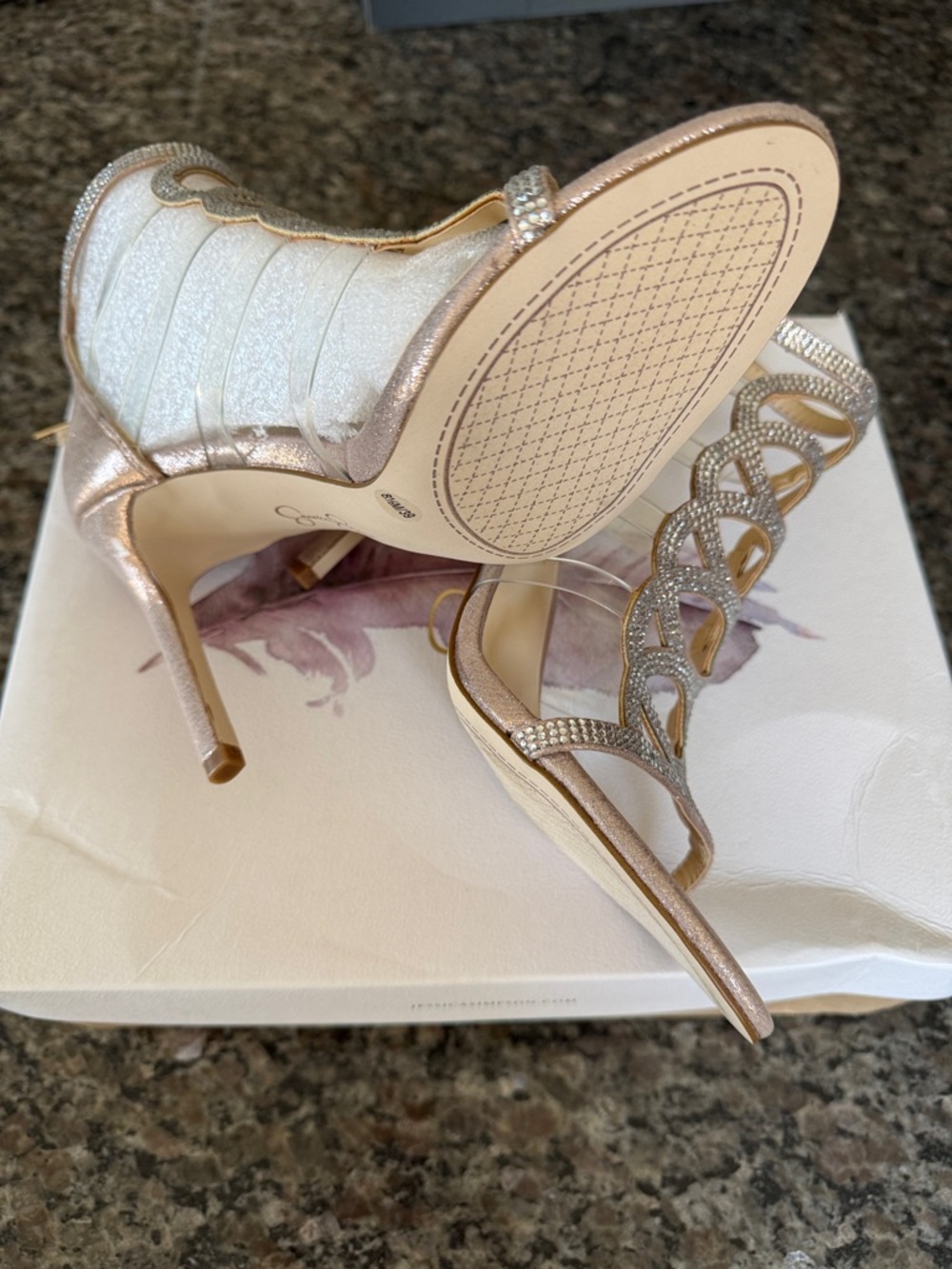 Jessica Simpson Blush Pink and Silver Strappy Heels - Picture 2 of 3